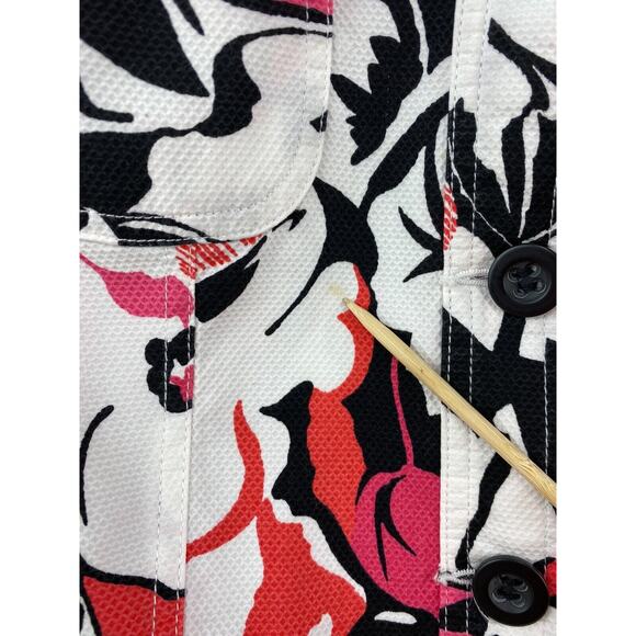 Charter Club Pink Floral Jacket Mandarin Collar Long Sleeve Fitted Size Petite M - Picture 6 of 9